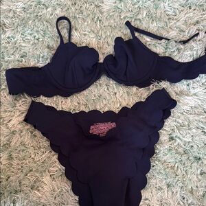 Victoria's Secret Navy Scalloped Bikini Set